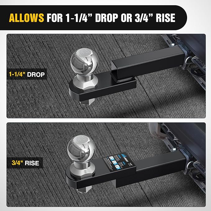 Nilight Trailer Hitch Mount with 2 Inch Trailer Ball & 1/2" Hitch Pin Clip Fits 1-1/4" Receiver Tubes 3500 lbs 1-1/4" Drop 3/4" Rise, 2 Years Warranty