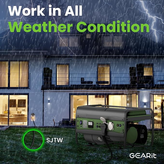 GEARit 25 Ft Extension Cords 16/3 Gauge 360° Rotating Plug Outdoor/Indoor SJTW 16 AWG 3 Prong Heavy Duty Power Cable 13A 125V 1625W for Lawn, Garden, Appliances Black