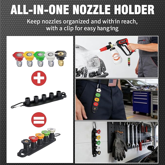Pressure Washer Gun with Foam Cannon Kit, 1/4” Quick Connect, 5 Adjustable Nozzles & Dual Switch for Car Wash Foam Gun & Pressure Washer Gun