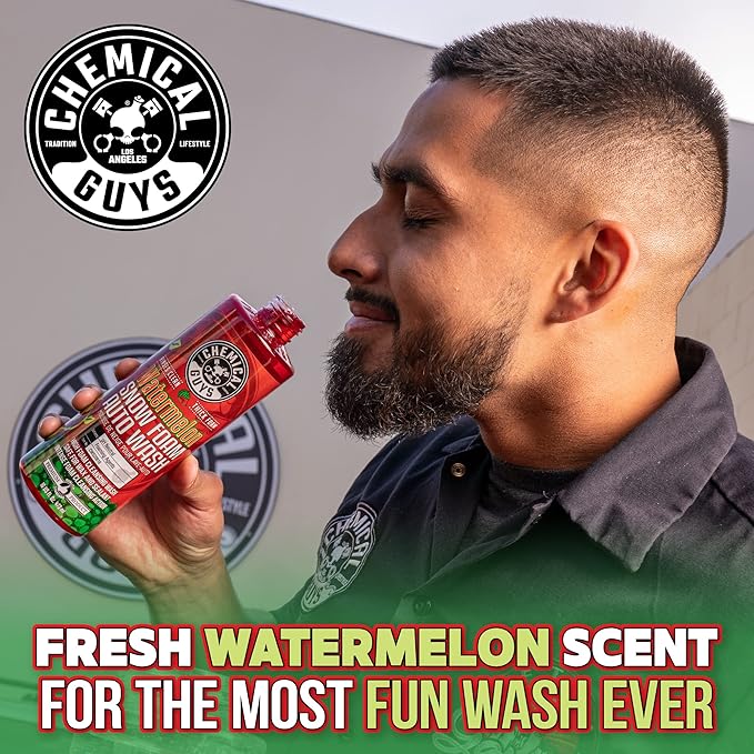 Chemical Guys CWS20816 Watermelon Snow Foam Car Wash Soap, (Works with Foam Cannons or Bucket Washes) Safe for Cars, Trucks, Motorcycles, RVs & More, 16 fl oz, Watermelon Scent