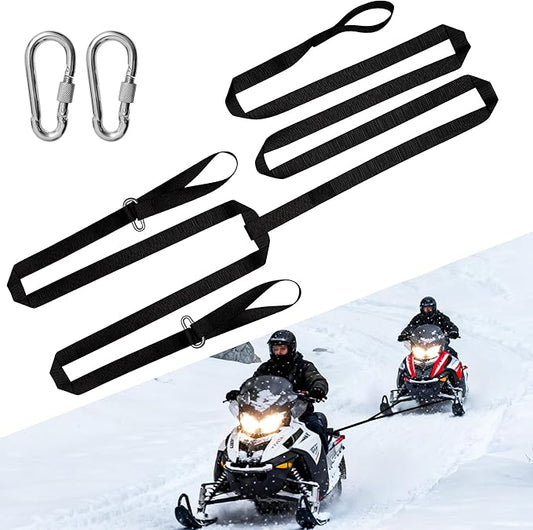 19 Ft Long Snowmobile Tow Straps Snowmobile Accessories with 2 Locking Carabiners Clips, Heavy Duty 4400lbs Break Strength Tow Strap kit for ATV, Skidoo, Ski, Sled