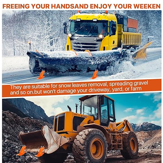 Tractor Bucket Protector, 2Pcs Ski Edge Protector, Turf Tamer Skid Protector with Double Lock Nuts and Bolts, Heavy Duty Steel Bucket Attachment for Snow Leaves Removal (2Pack - Orange)