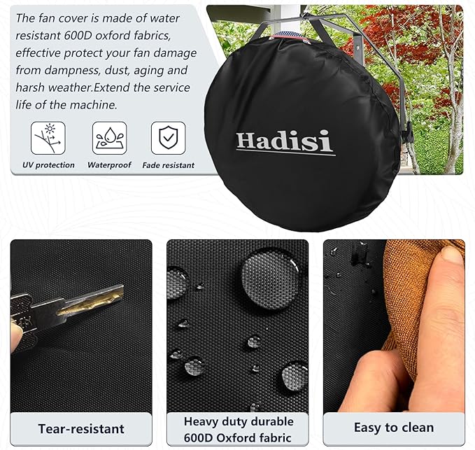 21"-28" Wall Mounted Non-Oscillating Fan Covers,Heavy Duty 600D Waterproof Dustproof Outdoor Fan Cover,for Indoor Outdoor Industrial Fans,Black