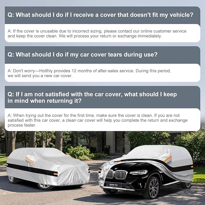 10 Layers SUV Car Cover Custom Fit for BMW X3 (2010-2026) F25, G01, G45, G48, Waterproof All Weather for Automobiles, Outdoor Full Cover Sun Dust Rain Protection with Cotton. Silver
