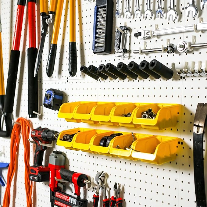 WallPeg Peg board Bin Kit - Kit PB-4 - Pegboard Accessories for Garage Storage & Tool Organizer - Workbench Bins Pegboard Accessories