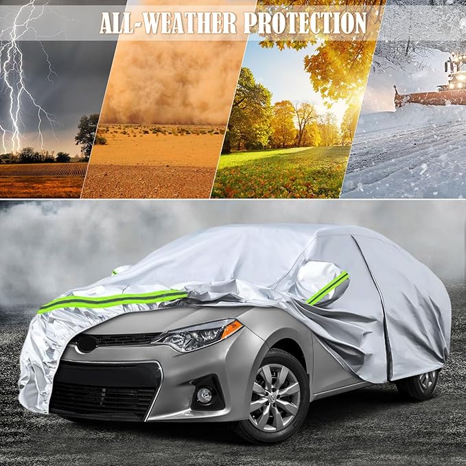 Waterproof Car Covers Replace for 2004-2025 Toyota Corolla Sedan, 6 Layers All Weather Custom-fit Car Cover with Zipper Door & Windproof Bands for Snow Rain Dust Hail Protection (Corolla)