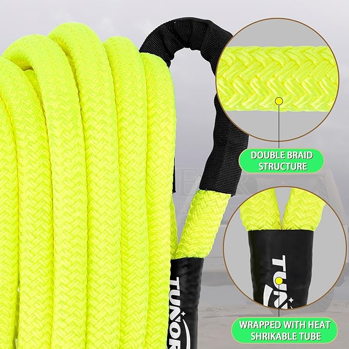 Kinetic Recovery Tow Rope Heavy Duty Offroad Snatch Strap for for Trucks SUV UTV ATV Tractor Car Jeep, Tractor, Bobcat, Ram 2500, Silverado 2500, Ford F250 (Green, 7/8" x 20')