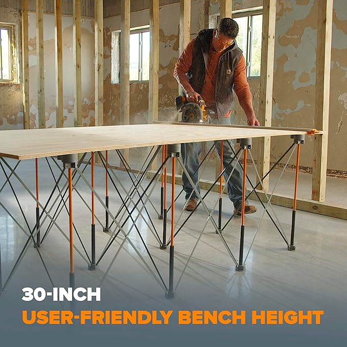 BORA Centipede 30in Folding Work Table - 48 x 96 Portable Workbench with 6000lb Capacity, 15-Strut Collapsible Work Bench for Garage, Mobile Workstation with Storage Bag - No Assembly Required CK15S