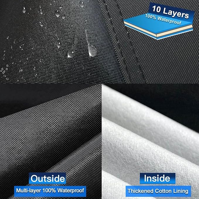 10 Layers Minivan Car Cover Custom Fit for Toyota Sienna (2010-2025) Waterproof All Weather for Automobiles, Outdoor Full Cover Sun UV Rain Protection with Cotton.Black