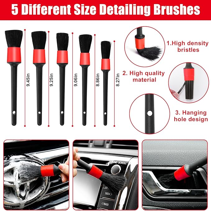 Viewsun 17PCS Car Cleaning Kit, Red Car Interior Detailing Kit with High Power Handheld Vacuum, Detailing Brush Set, Windshield Cleaner, Cleaning Gel, Complete Auto Accessories for Women Girls Gift