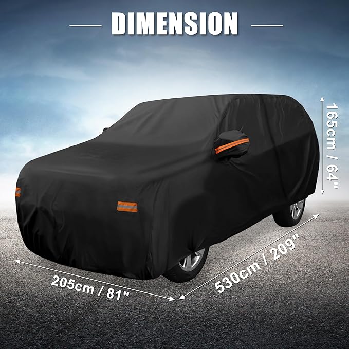 X AUTOHAUX Car Cover for Chevrolet Tahoe 4 Door 2007-2020 Aluminum Film Outdoor Waterproof Sun Rain Snow Hail Protection with Driver Door Zipper
