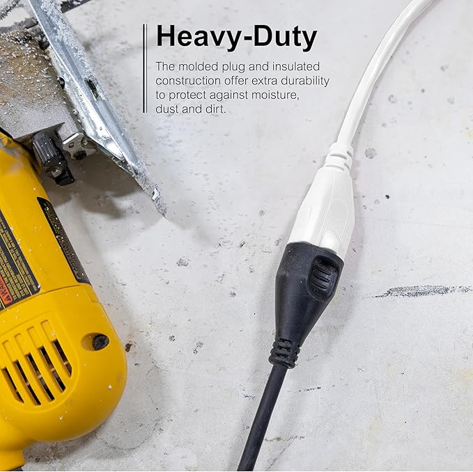 GE Outdoor Extension Cord Waterproof, Heavy Duty, 16AWG 3, 13 Amp 20 Ft, Long, UL Listed, White Outdoor Extension Cord, 81598