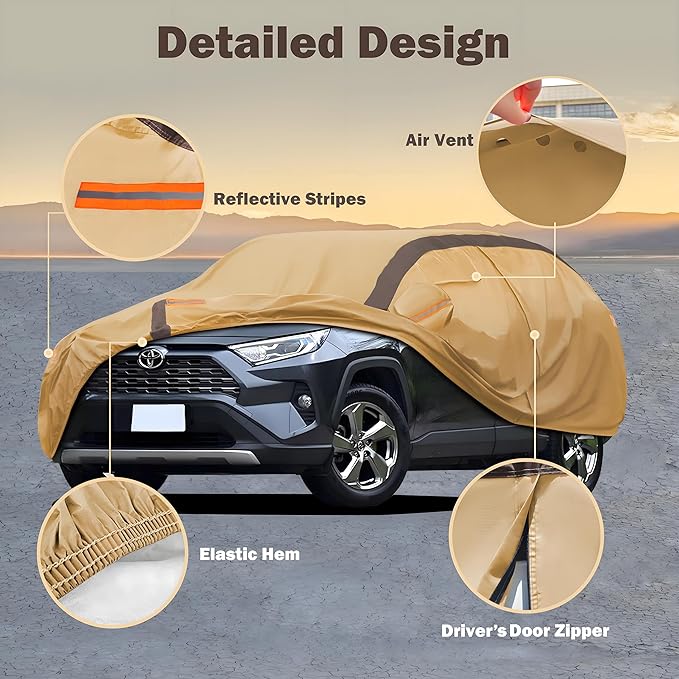 RAV4 Car Cover Waterproof All Weather Compatible with Toyota RAV4(2006-2024), Outdoor Anti-UV Sun Rain Protection Full Exterior Cover