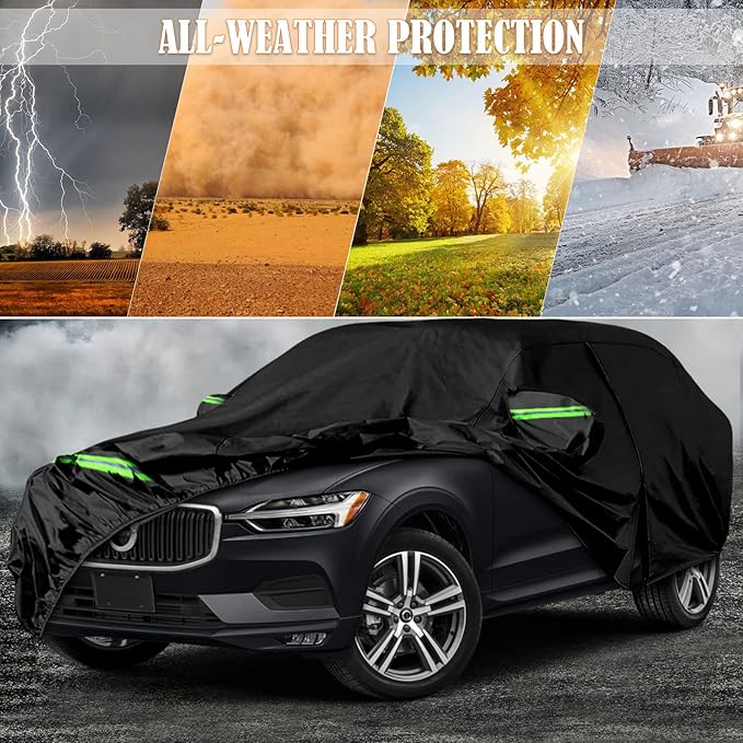 Waterproof Car Covers Replace for 2008-2025 Volvo XC60, 6 Layers All Weather Custom-fit Car Cover with Zipper Door & Windproof Bands for Snow Rain Dust Hail Protection (XC60)