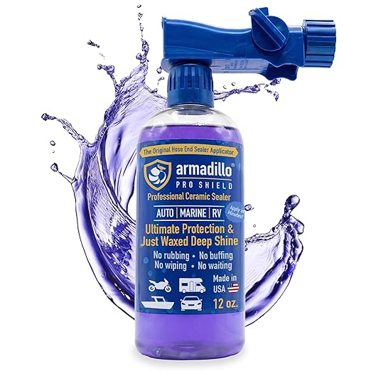 Professional Ceramic Sealer – Ultimate Protection & Just Waxed Deep Shine – Spray-On Hydrophobic Ceramic Coating for Cars, Boats & RVs (12 oz Hose-End Sprayer)