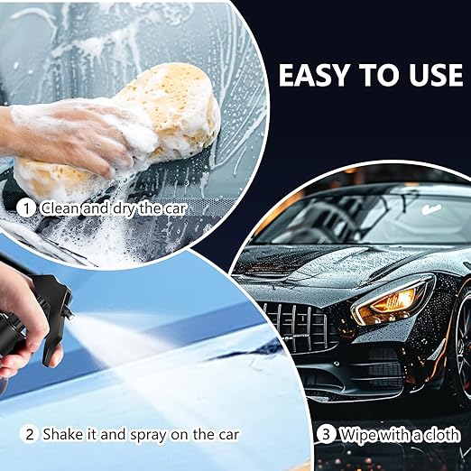 300ML Ceramic Car Coating Spray – Quick Car Coating, Extremely Hydrophobic Formula, Easy to Apply, High Protection and Shine,Fast-Acting Ceramic Coating and Polish Spray