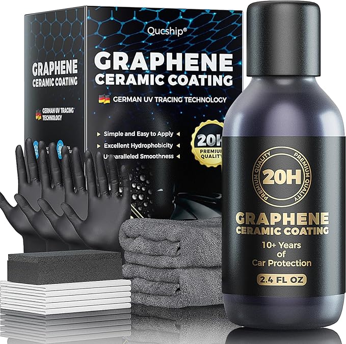 20H Advanced Nano Graphene Ceramic Coating for Cars 70ml (10+ Yrs Protection), Unique UV Technology & Extremely Hydrophobic Car Ceramic Coating Kit for Auto Detailing, Paint & Wheel Protection
