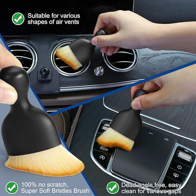 Car Interior Duster Detail Brushes, Soft Bristles Brush Car Accessories for Cleaning Dashboard Air Vent Crevice, Detailing Dusting Tool Kit for Auto Truck SUV RV