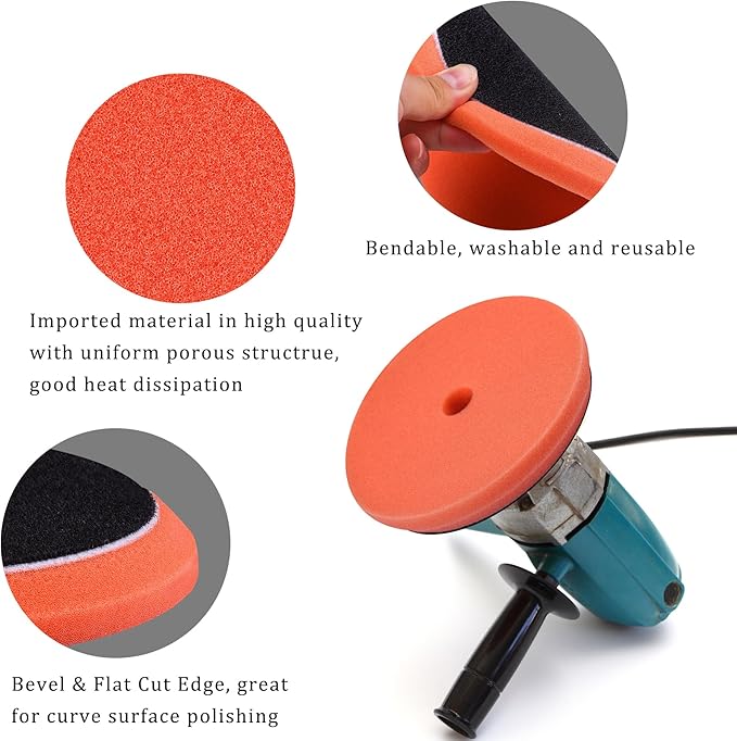 SIQUK 4 Pieces Buffing Polishing Pads 5 Inch Orbital Buffer Pads Hook and Loop Buffing Pads Polisher Pads Car Buffing Foam Pad for Compounding, Polishing and Waxing