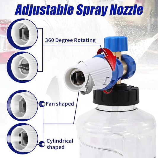 Tool Daily Foam Cannon for Pressure Washer, Adjustable Foam Blaster, Snow Foam Lance with M22 and 1/4 Inch Quick Connect, Additional Orifice Nozzle 1.1mm, 1.5 Liter