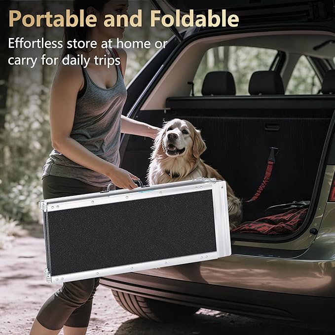5FT Portable Wheelchair Ramp, Non-Slip Aluminum Folding Handicap Ramp, Ramps for Wheelchairs for Home with Handle, Wheelchair Ramps for Home Steps/Stairs/Threshold/Doorways/Scooter, 600LBS Capacity