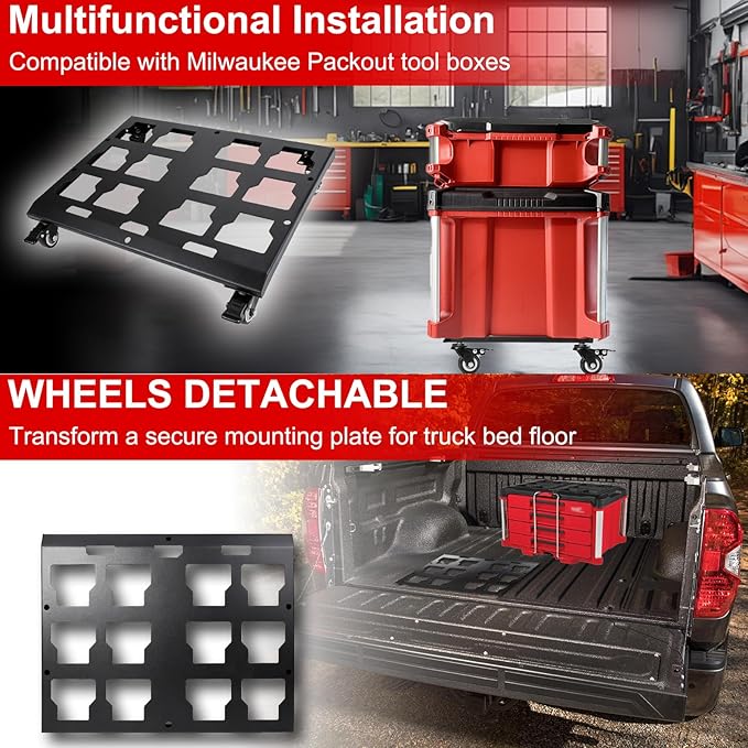 Upgraded Tool Box Dolly Compatible with Milwaukee Packout Carts Milwaukee Packout wheels equipped with locking wheels load capacity up to 200 pounds.