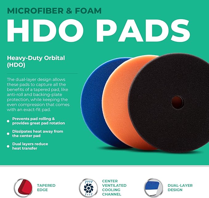 Lake Country 3.5" HDO Foam Polishing Pad Kit (3-Pack) – Premium Heavy Duty Orbital Polishing Pads for Painted Surfaces – Fits 3" Backing Plate