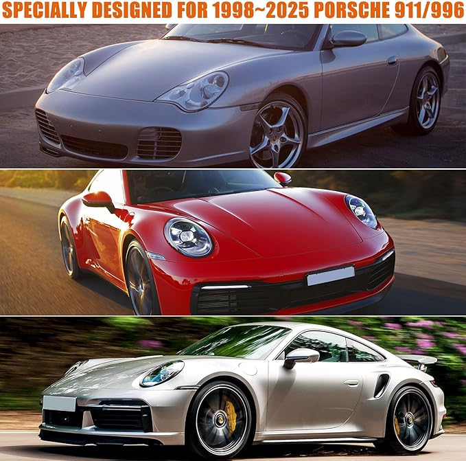 Waterproof Car Covers Replace for 1998-2025 Porsche 911 (991/992/996/997 Series), 6 Layers Silver All Weather Car Cover with Zipper Door & Windproof Bands for Snow Rain Dust Protection
