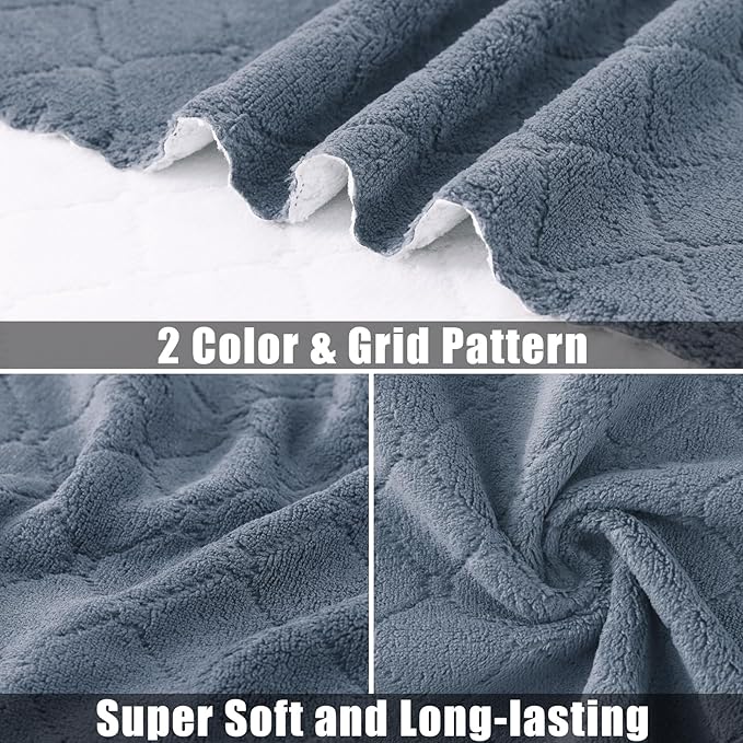 Mordimy 24 Pack Kitchen Towels (20" x 10",Dark Grey & White), Super Soft and Absorbent Dish Towels, Coral Velvet Microfiber Cleaning Cloth, Nonstick Oil Fast Dry Dish Cloths