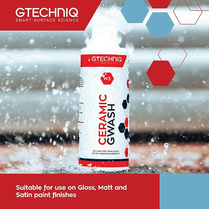 Gtechniq Car Shampoo, 2-in-1 Ceramic GWash and Hydrophobic Coating for Car Cleaning 17 fl oz | Cleans and Repels Dirt, Long-Lasting Protection and Shine, Easy to Apply