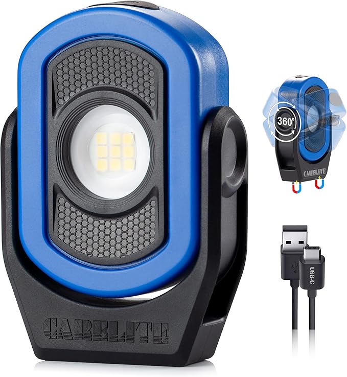 Magnetic Work Light – 780 Lumen Compact Pocket Light, Rechargeable 3000mAh, 360° Pivot, Durable & Portable for Mechanics & Jobsites (Blue, 1-Pack)