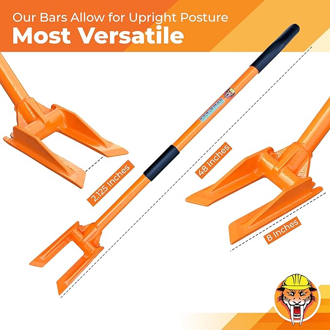 48” Demolition Pry Bar & Crowbar – Oval Handle Wrecking Bar for Ceiling & Wall Demo – Heavy Duty Nail Puller Tool for Contractors, Firefighters & Home Renovations