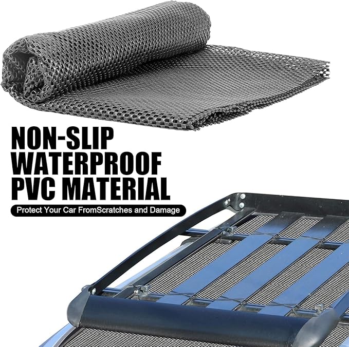 1 PC Car Roof Cargo Bag Anti-Slip Mat, 3.93 Ft x 3.28 Ft Multi-Functional Trunk Luggage PVC Anti-Scratch Protective Mat, Cuttable Foldable Storage Buffer Pad, Universal for Cars Home (Black)