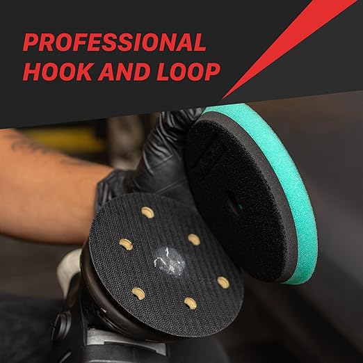 Maxshine 6" Universal Low Profile Polishing Foam Pad for Finishing – Hook & Loop with Rubber Backing – Compatible with Long Throw DA Polishers – EVA Foam for Heat & Pressure Absorption