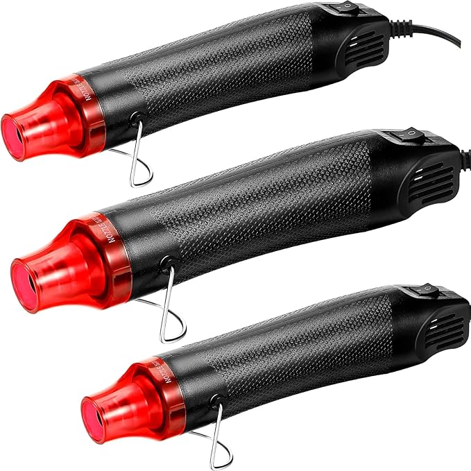 3 Pcs Heat Gun for Crafts Mini Portable Handheld Hot Air Gun for DIY Crafts Embossing Epoxy Resin Shrink Wrapping Vinyl Wrap Drying Paint Clay Cup Turner Candle Making, 300w, Black