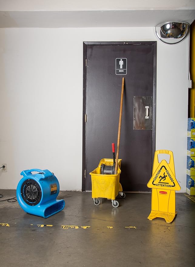 Max Storm 1/2 HP Durable Lightweight Air Mover Carpet Dryer Blower Floor Fan for Pro Janitorial Cleaner, Blue, 1 Pack