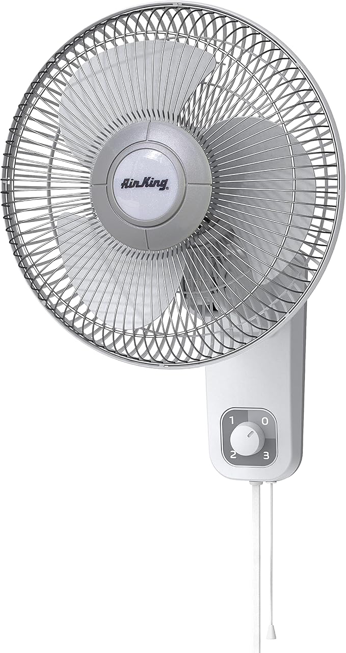 Air King 9012 Commercial Grade Oscillating Wall Mount Fan, 12-Inch , White