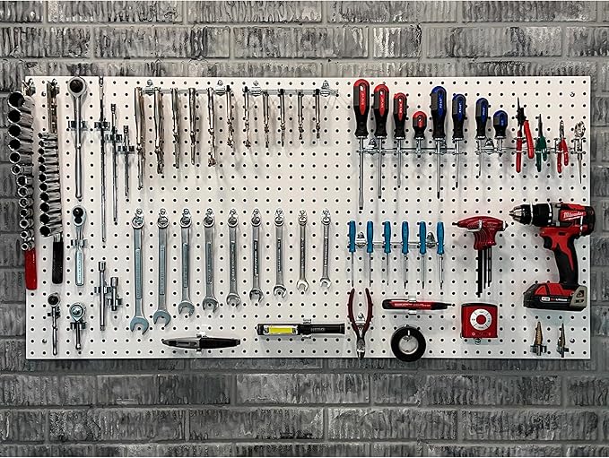 Triton Products High Density Fiberboard Pegboards with Mounting Hardware, 24" x 42" x 1/4", White (Set of 2)