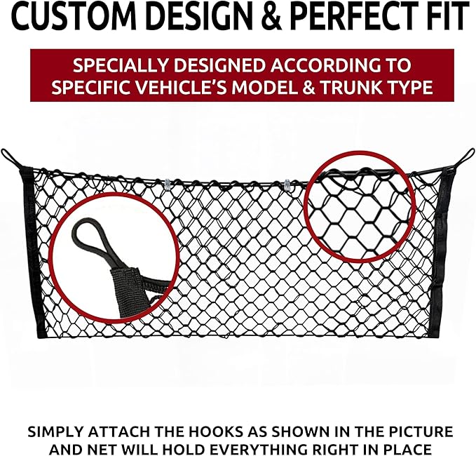 Trunk Envelope Style Cargo Net for Ford Focus Hatchback 2012 2013 2014 2015 2016 2017 2018 Black
