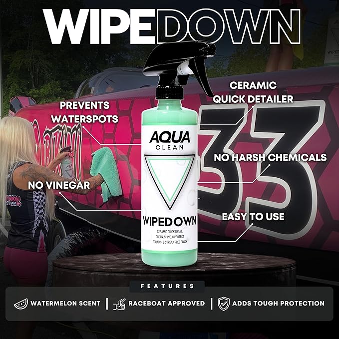 WIPEDOWN Ceramic Quick Detailer & Waterless Car Wash Spray | Clean, Shine, Protect | Car Truck Boat RV Motorcycle Marine | Hydrophobic Coating | UV Protection | Gloss Shine | USA Made
