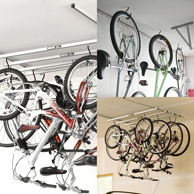 Scartink 6PCS Black Heavy Duty Bike Storage Hooks Bicycle Wall Mounted Hooks Large Screw Hooks for Wall,Ceiling