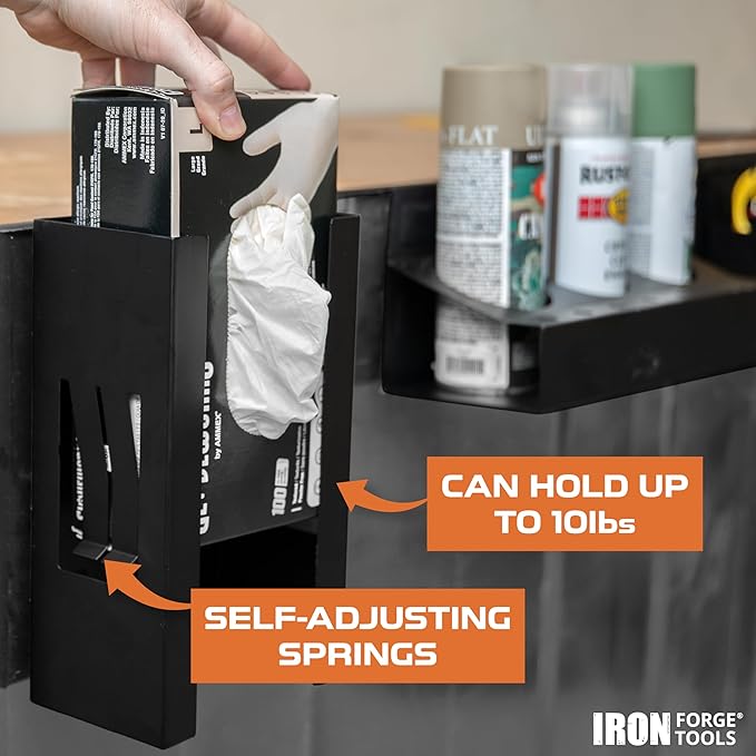 Iron Forge Tools Mechanics 5 Piece Magnetic Tool Box Accessories - Metal Organizer Wall Mount for Enclosed Utility Trailer & Garage Organization