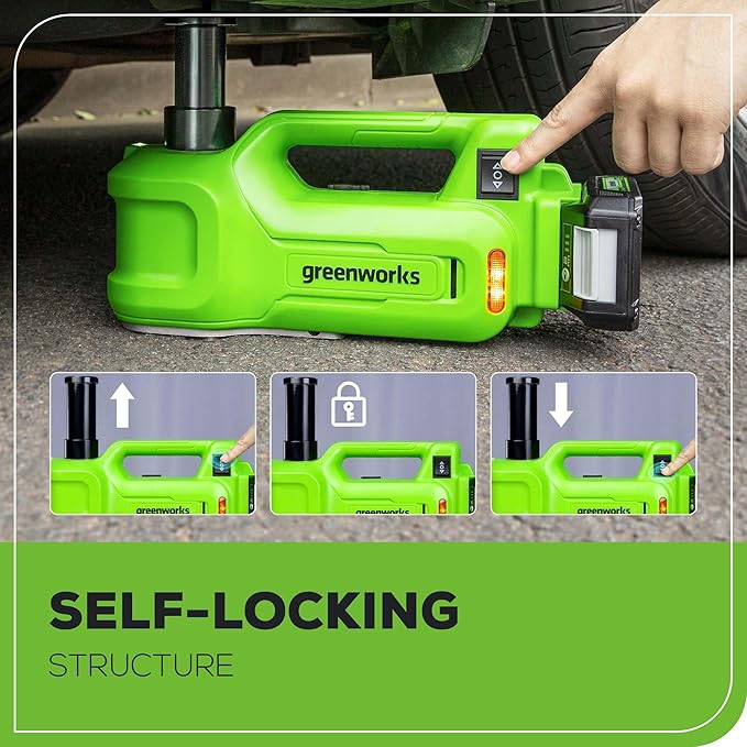 Greenworks 24V Cordless Car Jack Kit, 3 Ton Max Loading For Vehicle Weigh Hydraulic Jack with 2Ah Battery and Charger