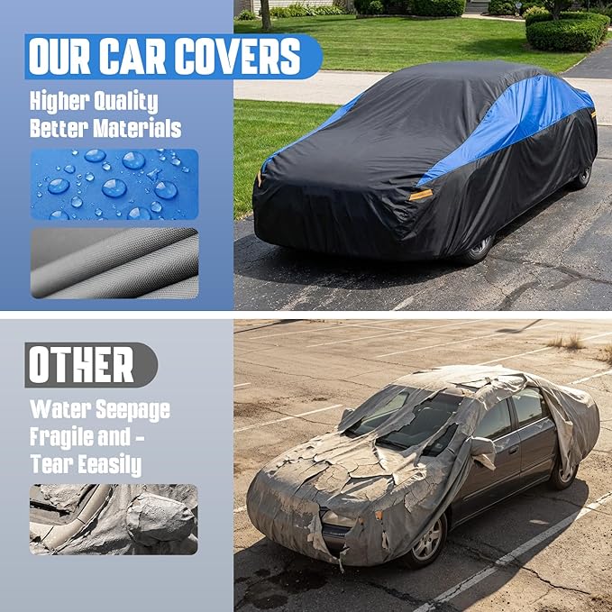 Ford Car Cover Custom Fit Ford Taurus Waterproof All Weather, Lightweight Full Exterior Cover for Automobiles Outdoor Sun UV Rain Dust Snow Wind Protection.