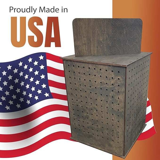 TORCHED DISPLAYS Rotating Display Stand | 22.5 x 16.76-inch | Rotating Organizer Wood Pegboard | Pegboard Display Stand for Craft Shows, Vendor Events, Jewelry, Accessories | Ebony