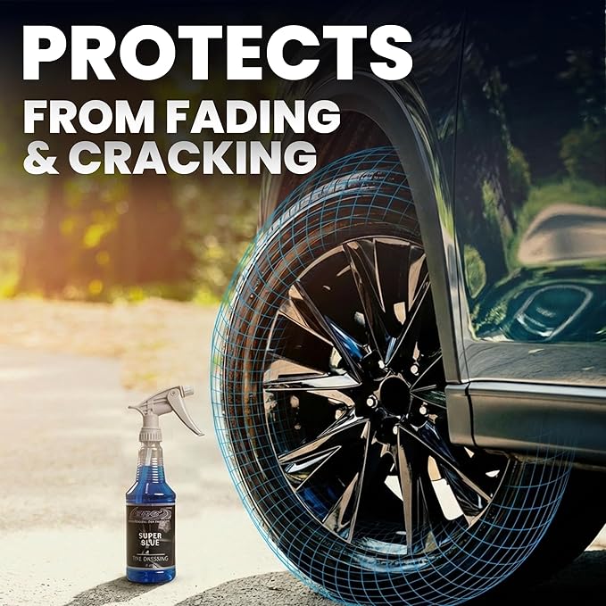 LANE'S Super Blue Tire Dressing Spray | High-Gloss Car Tire Shine Spray | No Sling, No Run, Long Lasting | Protects from Cracks & UV Rays | Non-Greasy Automotive Dressing & Cleaner | 16oz, 2 Pack