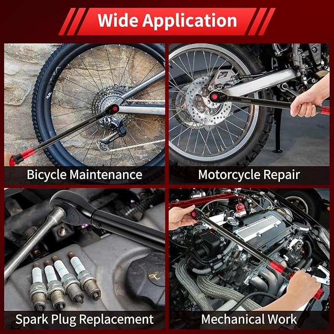 1/2-Inch Drive Click Torque Wrench, Dual-direction 40-300ft.lb/33.9-406.8Nm, 72-tooth Torque Wrench with Dual Range Scales, ±3% High Precision