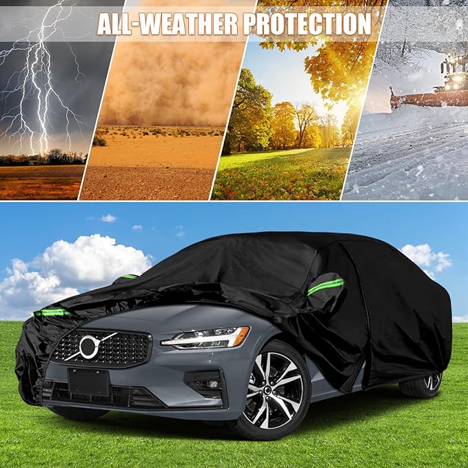 Waterproof Car Covers Replace for 2010-2023 Volvo S60, 6 Layers All Weather Custom-fit Car Cover with Zipper Door & Windproof Bands for Snow Rain Dust Hail Protection (S60)