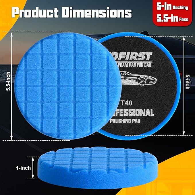 Buffing Polishing Pad, 3Pcs 5 Inch Blue Buffing Pads for Car Buffer Polisher Boat Compounding, Polishing and Waxing