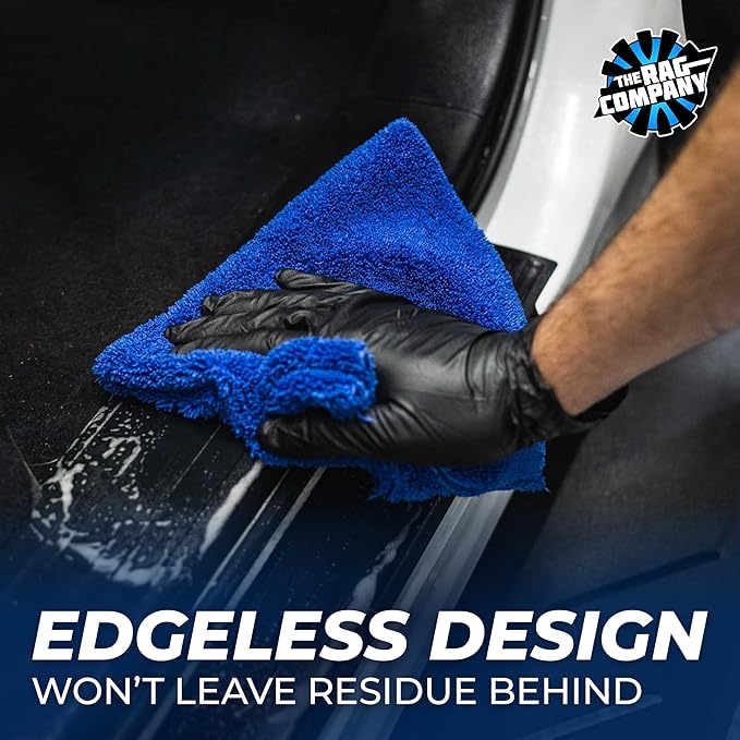 The Rag Company - Creature Edgeless Auto Detailing Towels (10-Pack) Professional 70/30 Blend, Dual-Pile Plush Microfiber, Buffing & Polishing, 420gsm, 16in x 16in, Royal Blue